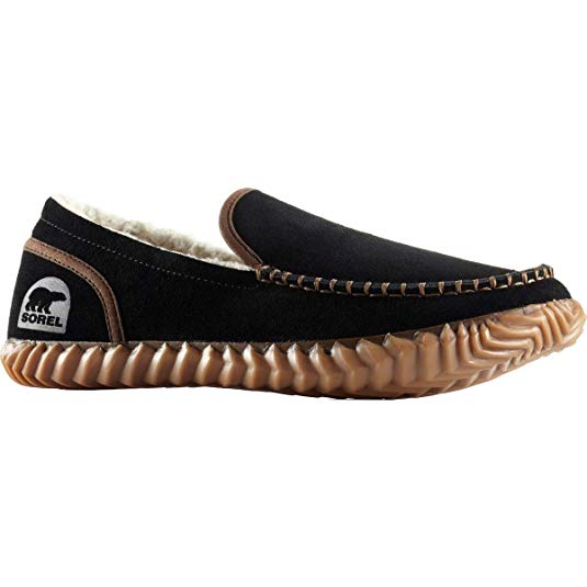 Pantoufle Mocassin homme mi-haute en peau fourrée Sorel, couleur noire